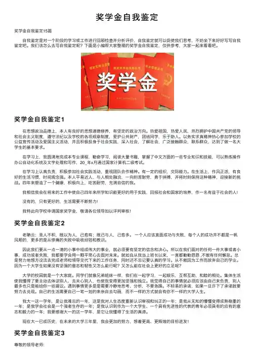 奖学金自我鉴定