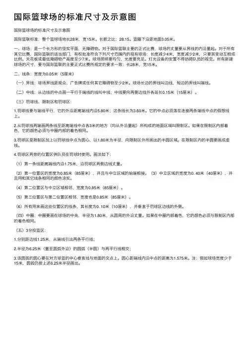 国际篮球场的标准尺寸及示意图
