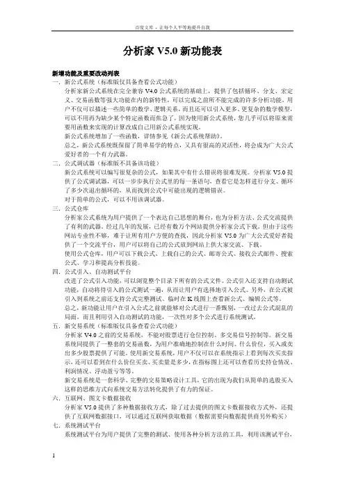 分析家股票行情软件V5新功能列表