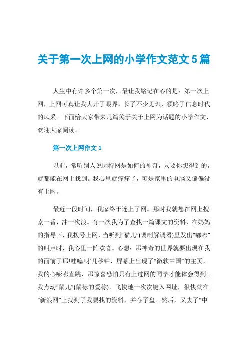 关于第一次上网的小学作文范文5篇
