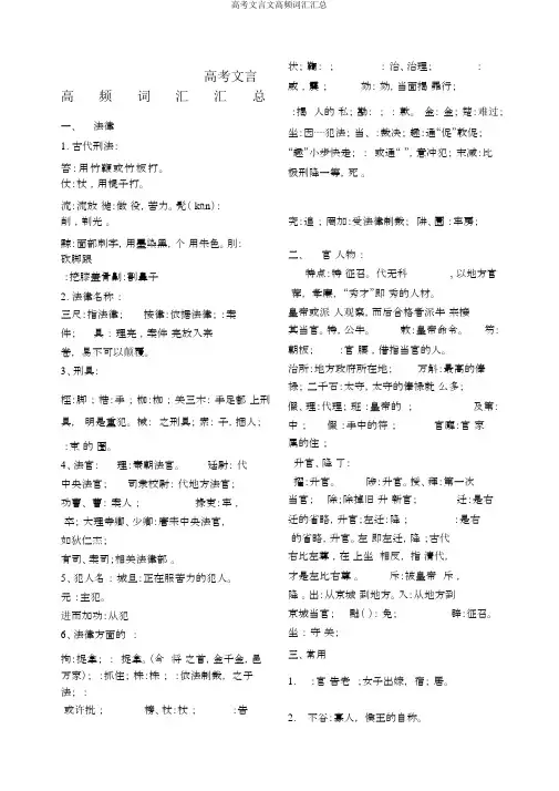 高考文言文高频词汇汇总