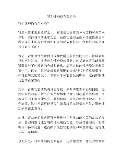 肾和性功能有关系吗