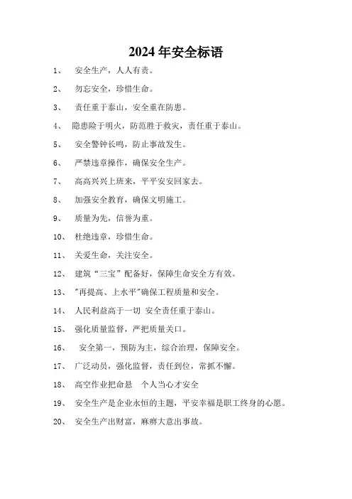 2024年安全文明标语