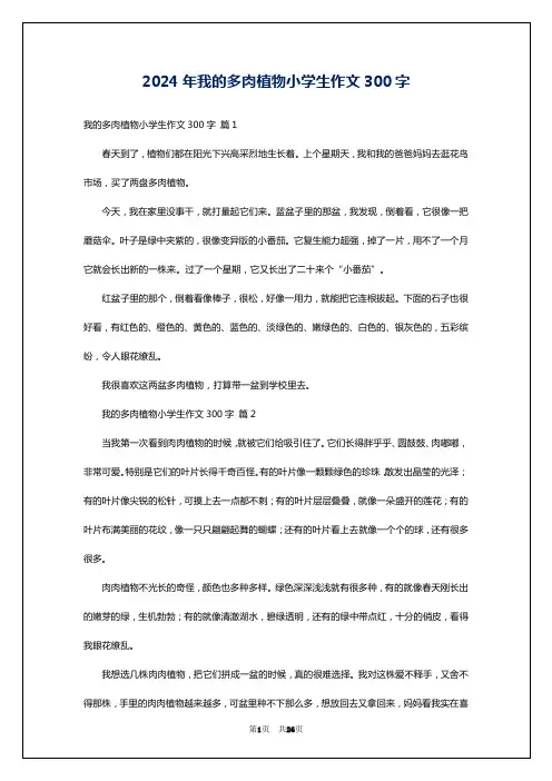 2024年我的多肉植物小学生作文300字