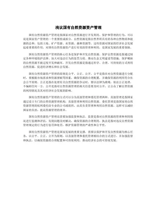 浅议国有自然资源资产管理