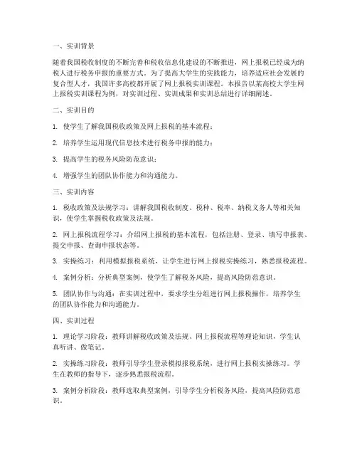 大学生网上报税实训报告