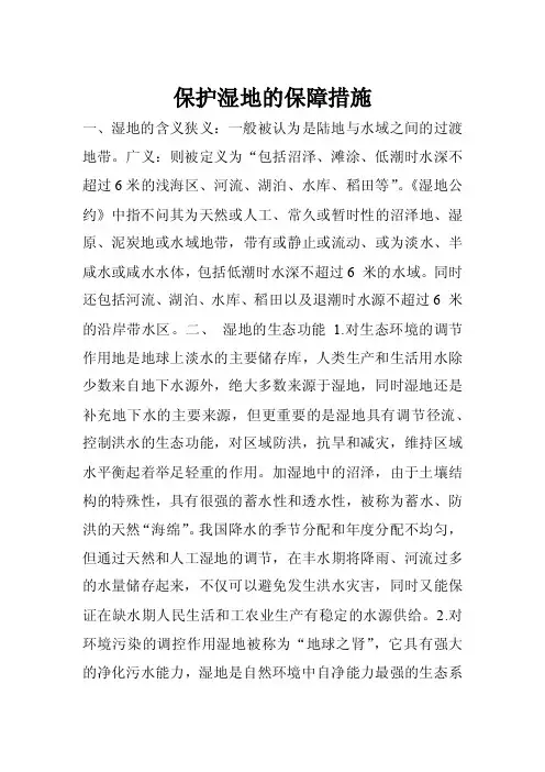 保护湿地的保障措施