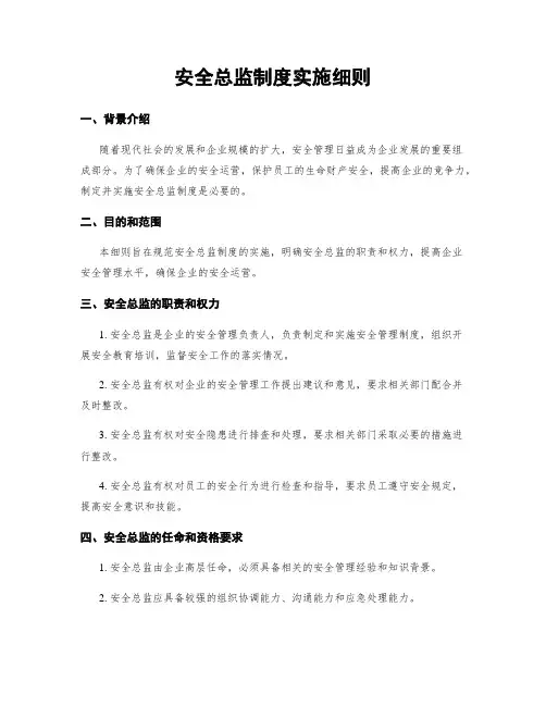 安全总监制度实施细则