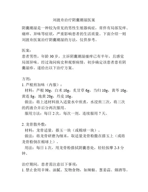 刘渡舟治疗阴囊潮湿医案