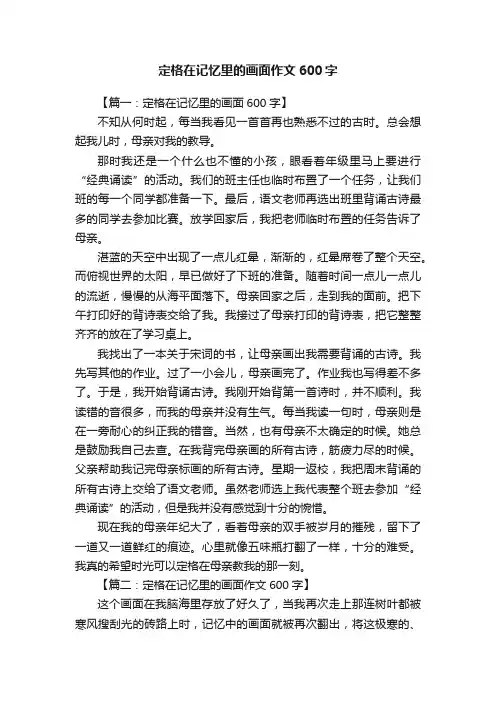 定格在记忆里的画面作文600字