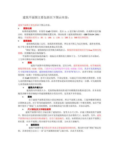 建筑平面图主要包括以下图示内容
