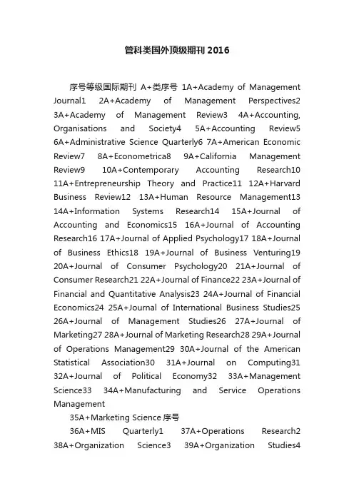 管科类国外顶级期刊2016
