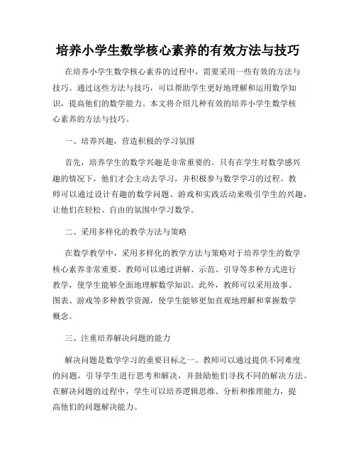 培养小学生数学核心素养的有效方法与技巧