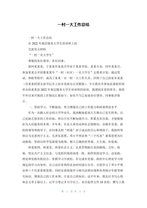 一村一大工作总结_3