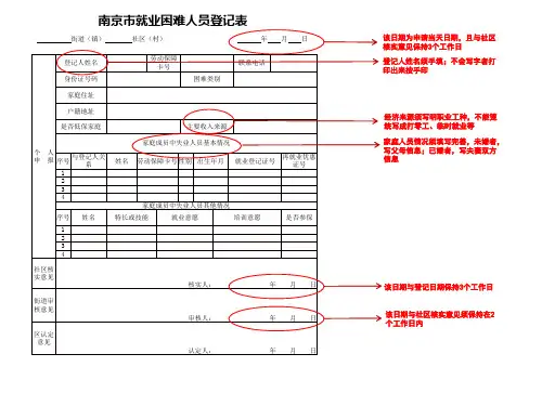 南京市就业困难人员登记表填写规范