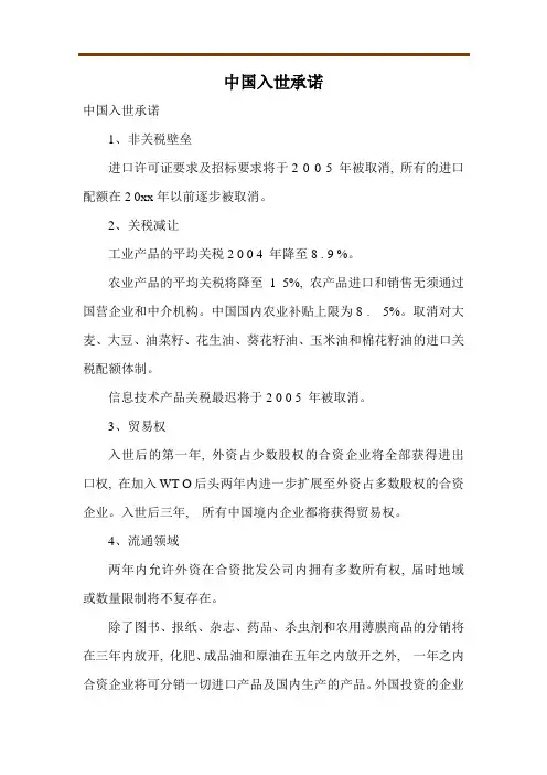 中国入世承诺