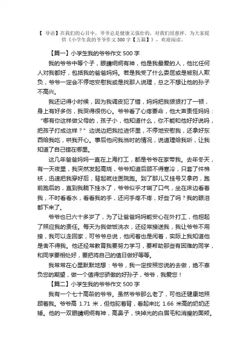 小学生我的爷爷作文500字【五篇】