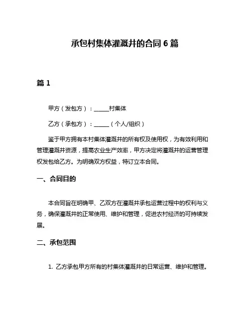 承包村集体灌溉井的合同6篇