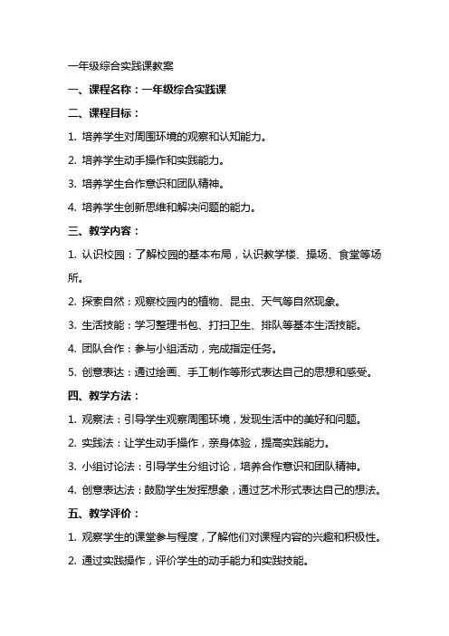 一年级综合实践课教案doc