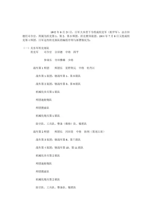 日本二战坦克部队