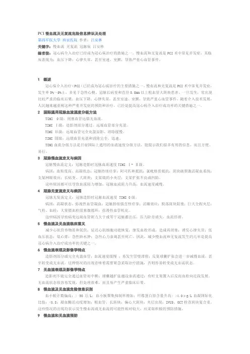 PCI慢血流及无复流危险信息辨识及处理
