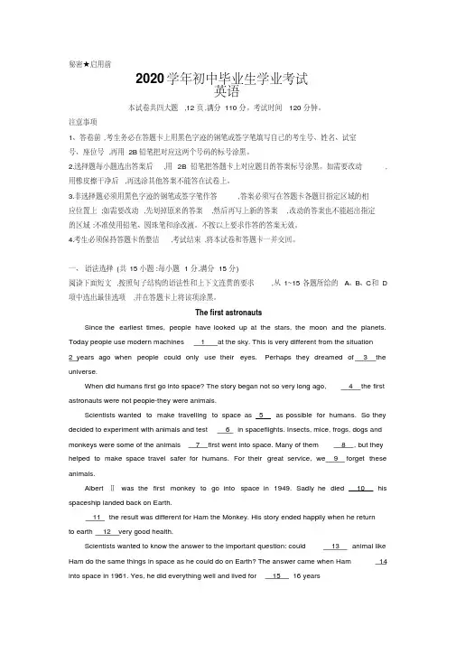 2020年中考英语试题(含解析答案)(1)