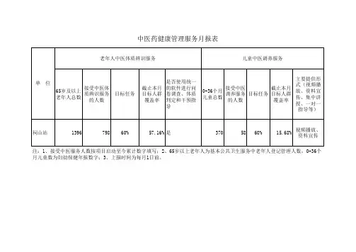 中医药服务报表模板