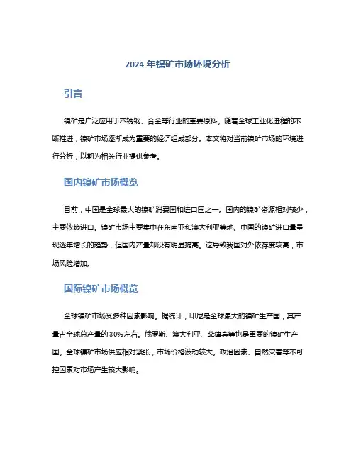 2024年镍矿市场环境分析