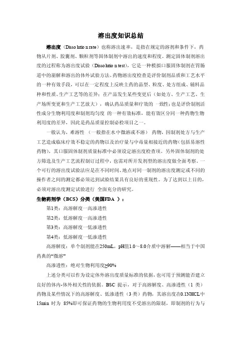 片剂溶出度相关知识汇总