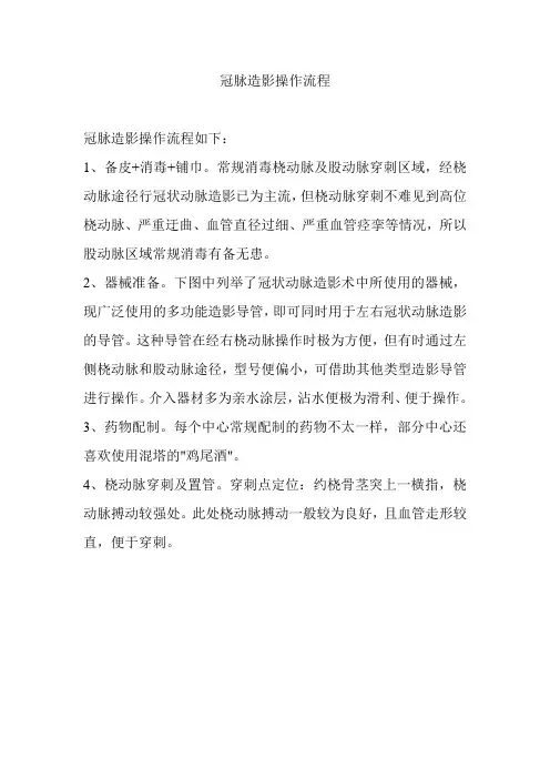 冠脉造影操作流程