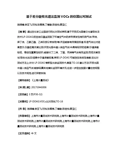 基于差分吸收光谱法监测VOCs的仪器比对测试