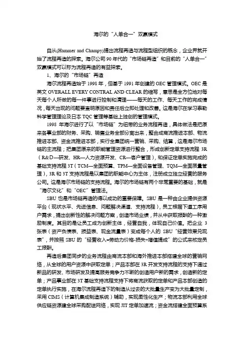 生产运作管理案例--海尔的“人单合一”双赢模式
