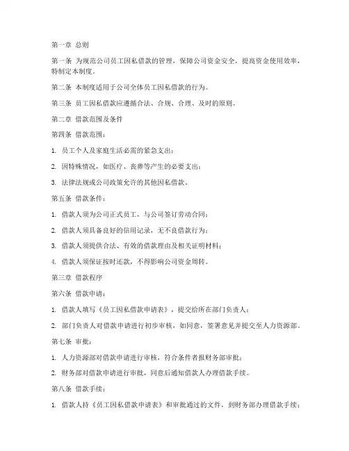 员工因私借款管理制度模板