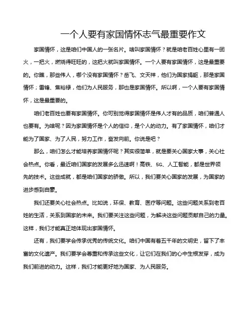 一个人要有家国情怀志气最重要作文