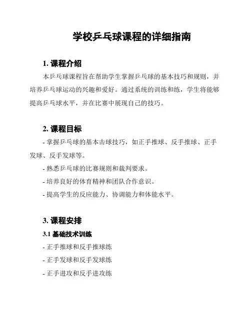 学校乒乓球课程的详细指南