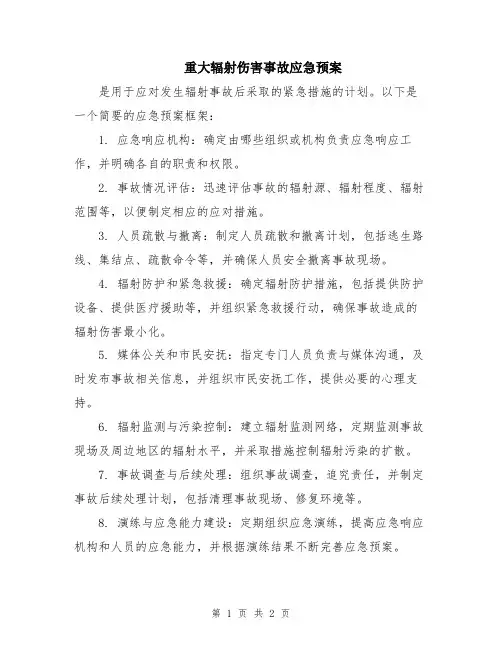 重大辐射伤害事故应急预案