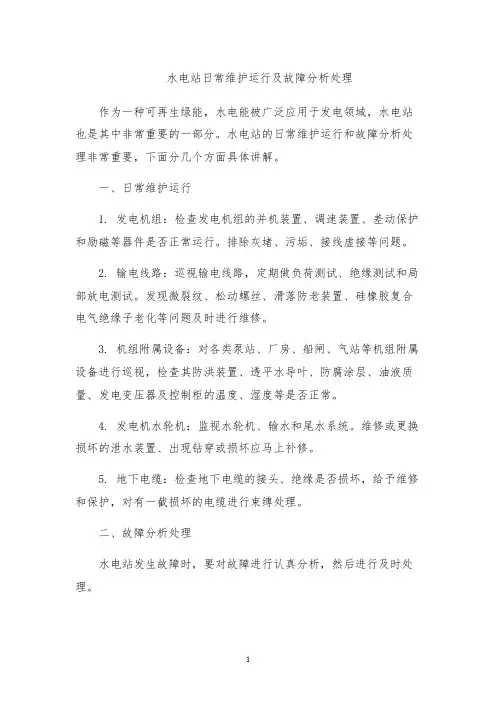 水电站日常维护运行及故障分析处理