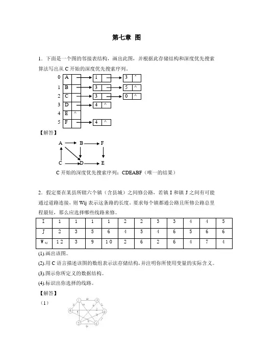 数据结构第七章习题答案