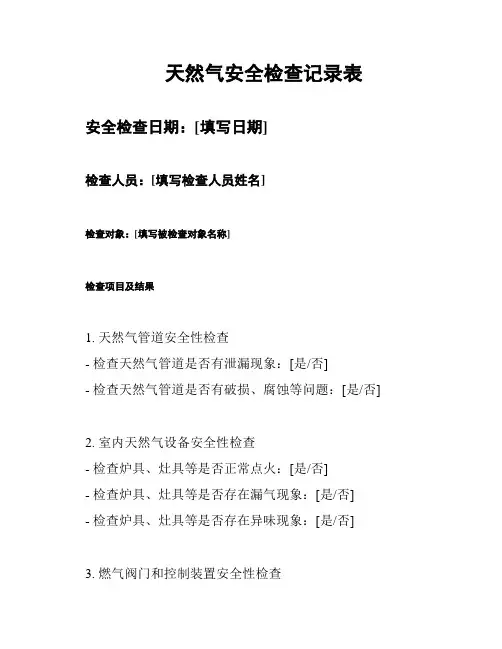 天然气安全检查记录表