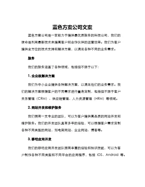 蓝色方案公司文案
