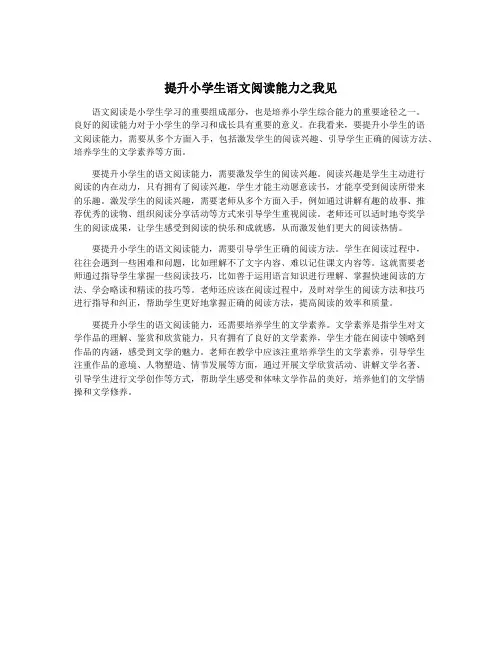 提升小学生语文阅读能力之我见
