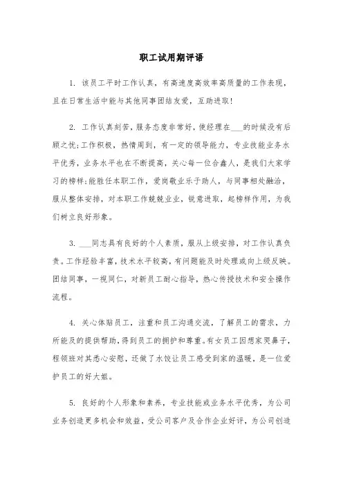 职工试用期评语（四篇）