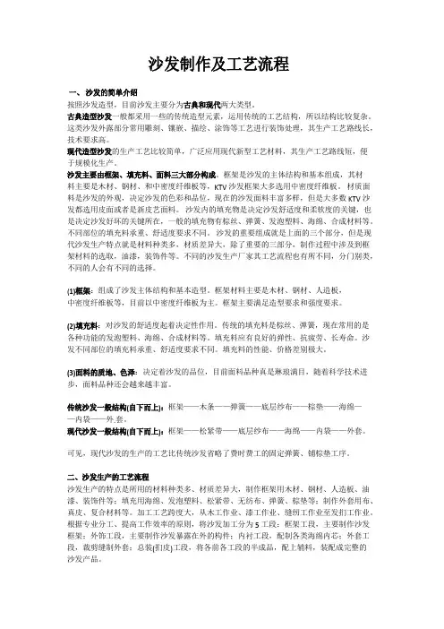 沙发制作及工艺流程