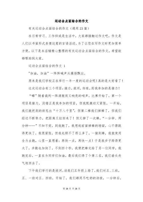 运动会点面结合的作文