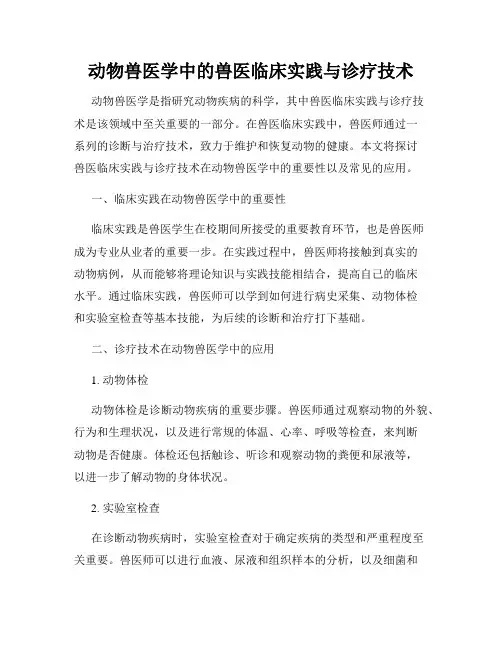 动物兽医学中的兽医临床实践与诊疗技术