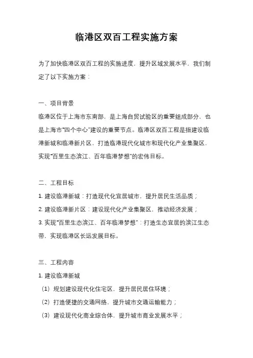临港区双百工程实施方案