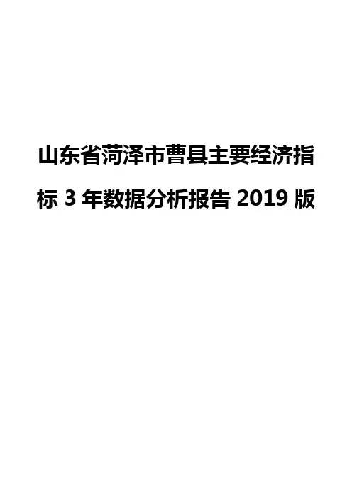 山东省菏泽市曹县主要经济指标3年数据分析报告2019版