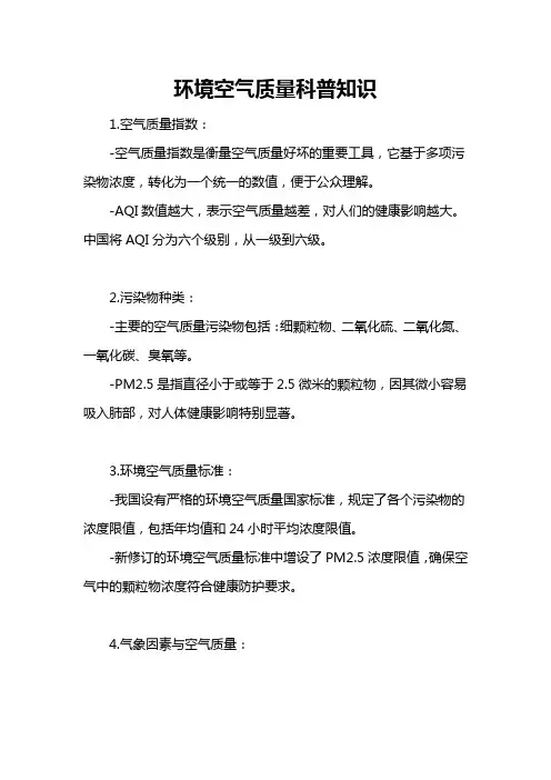 环境空气质量科普知识
