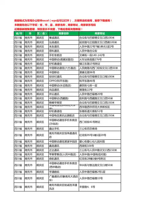 2020新版四川省南充市顺庆区手机店工商企业公司商家名录名单联系电话号码地址大全297家