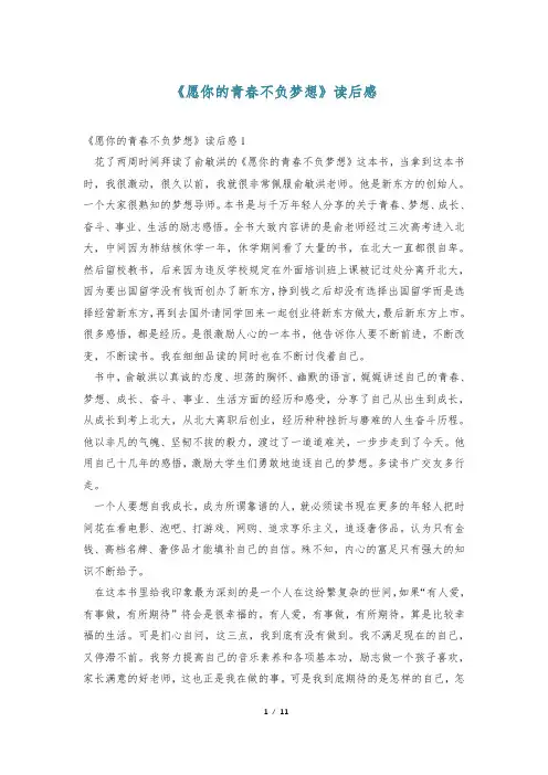 《愿你的青春不负梦想》读后感